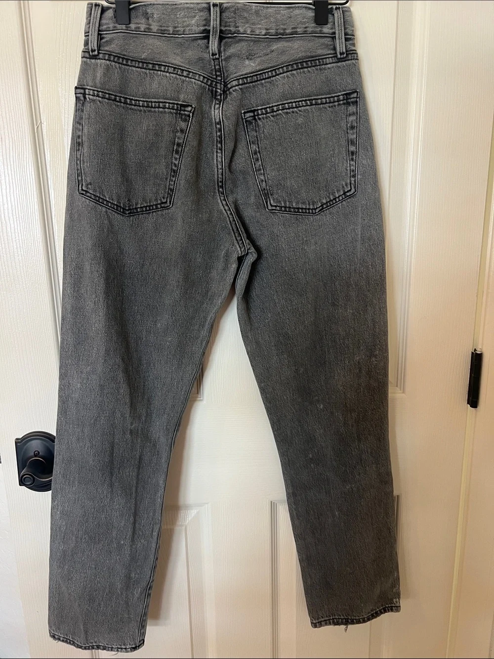 Frame Denim Jeans Le Original Gray Charcoal Washed Distressed Straight Ankle